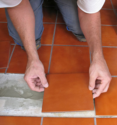 laying tiles